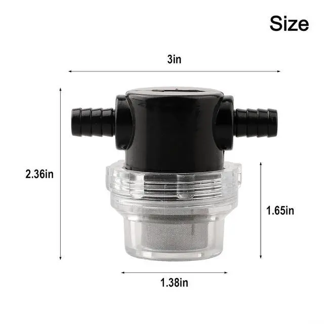 Alt view image 2 of 7 - 3/8 Inch Water Pump Strainer, Inline Water Filter with 50 Mesh Stainless Steel Screen, Transparent Design for RV Sprayer Pressure Washer
