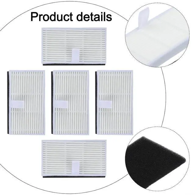Alt view image 3 of 7 - For Uninell UR3 Robot Vacuum Replacement Filters, 6-Pack Washable HEPA-Style Filter Kit Captures Fine Particles, Easy-Install Maintenance Parts For Home With Pets