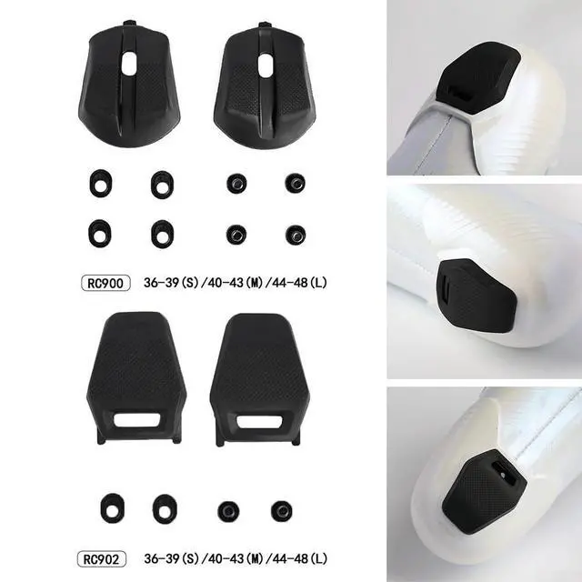 Alt view image 6 of 7 - Replaceable Heel Pads for RC901 RC902 RC903 Road Bike Shoes, ABS Wear-Resistant Shoe Repair Accessories, 3x3cm Black Replacement Parts, for RC900 S/M/L Sizes