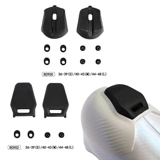 Alt view image 7 of 7 - Replaceable Heel Pads for RC901 RC902 RC903 Road Bike Shoes, ABS Wear-Resistant Shoe Repair Accessories, 3x3cm Black Replacement Parts, for RC900 S/M/L Sizes