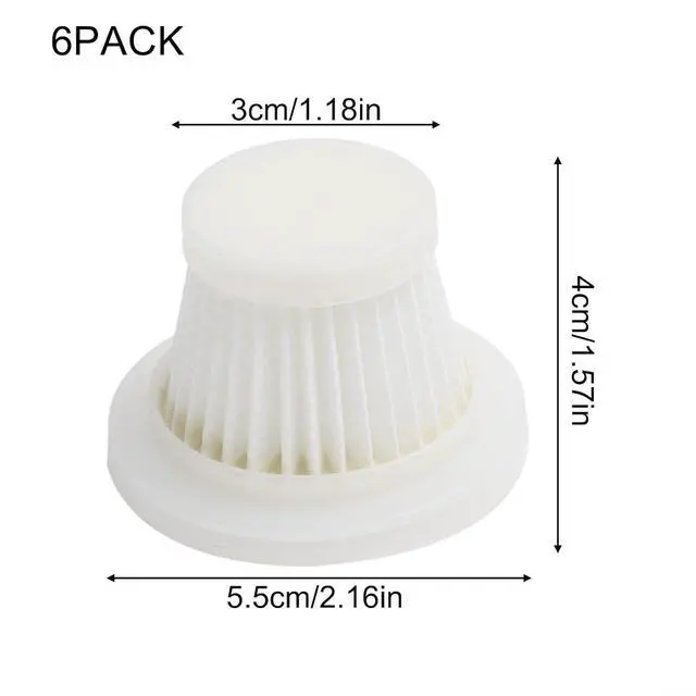 Alt view image 2 of 7 - Reusable Washable Filter for Cordless Car Vacuum Cleaner for Easy Install Replacement Parts with High Efficiency Filtration for Particles White, 2 Pack(6 PACK)