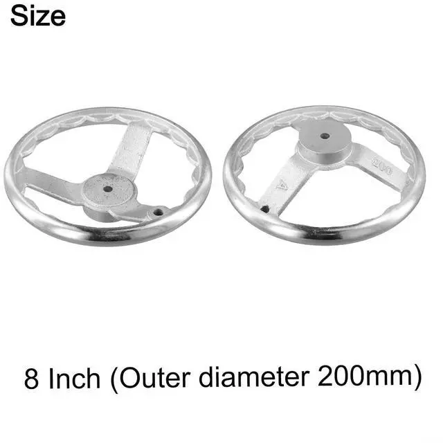 Alt view image 2 of 7 - 3-Spoke Chrome Plated Steel Handwheel For Machine Tool, Cast Iron Round Rim Corrugated Handle Wheel For Lathe CNC Printer (Size Optional)(8 Inch)