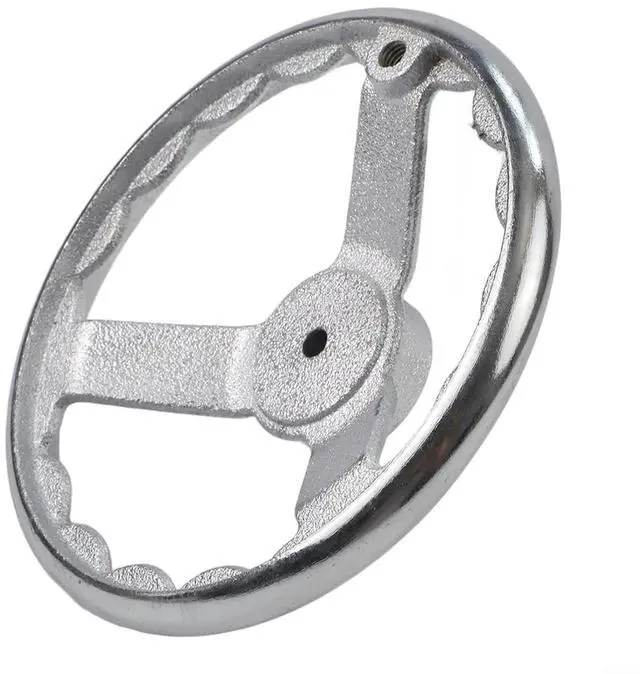 Main image of 3-Spoke Chrome Plated Steel Handwheel For Machine Tool, Cast Iron Round Rim Corrugated Handle Wheel For Lathe CNC Printer (Size Optional)(8 Inch)