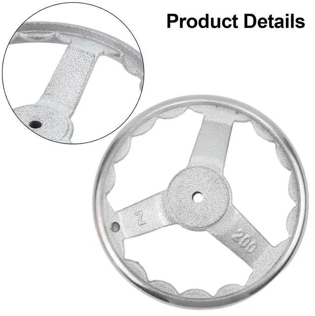 Alt view image 4 of 7 - 3-Spoke Chrome Plated Steel Handwheel For Machine Tool, Cast Iron Round Rim Corrugated Handle Wheel For Lathe CNC Printer (Size Optional)(8 Inch)