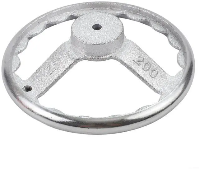 Alt view image 7 of 7 - 3-Spoke Chrome Plated Steel Handwheel For Machine Tool, Cast Iron Round Rim Corrugated Handle Wheel For Lathe CNC Printer (Size Optional)(8 Inch)