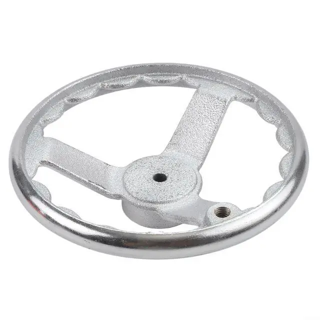 Alt view image 6 of 7 - 3-Spoke Chrome Plated Steel Handwheel For Machine Tool, Cast Iron Round Rim Corrugated Handle Wheel For Lathe CNC Printer (Size Optional)(8 Inch)