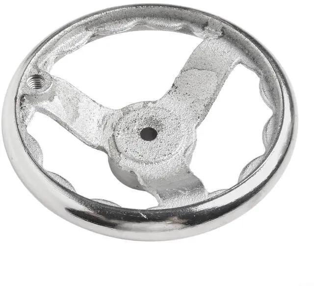 Alt view image 4 of 6 - 3-Spoke Chrome Plated Steel Handwheel For Machine Tool, Cast Iron Round Rim Corrugated Handle Wheel For Lathe CNC Printer (Size Optional)(6 Inch)