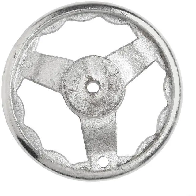 Alt view image 6 of 6 - 3-Spoke Chrome Plated Steel Handwheel For Machine Tool, Cast Iron Round Rim Corrugated Handle Wheel For Lathe CNC Printer (Size Optional)(6 Inch)