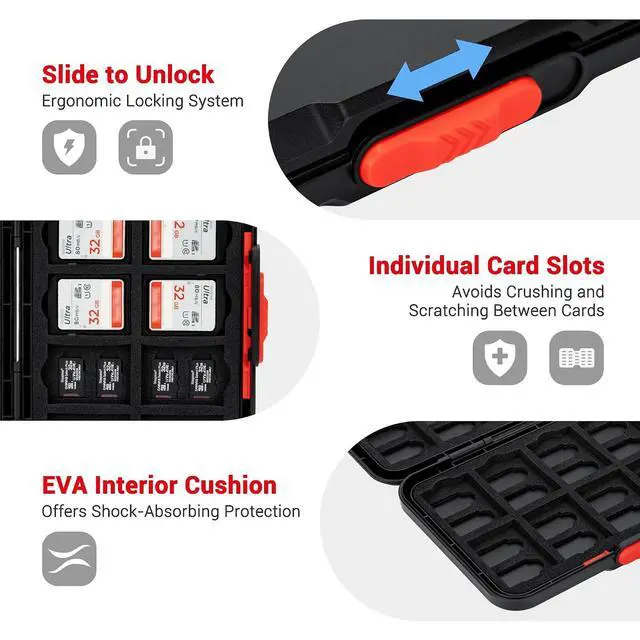 Alt view image 7 of 7 - 1 + 1 Memory Card CaseSlim Style with Pop Up Style Memory Card Case