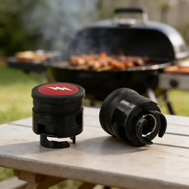 Alt view image 4 of 7 - 2 Pieces Grill Igniter Button Switch Q320 Q3200 Q1200 Q2200 Gas Grills Replaces 64868 63788 ABS Plastic and Metal Build Red