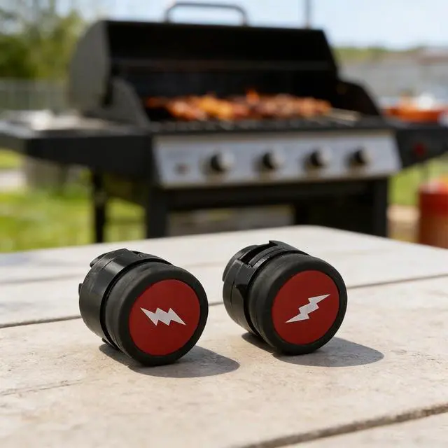 Alt view image 2 of 7 - 2 Pieces Grill Igniter Button Switch Q320 Q3200 Q1200 Q2200 Gas Grills Replaces 64868 63788 ABS Plastic and Metal Build Red