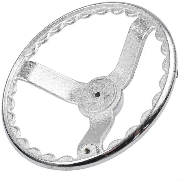 Main image of 3-Spoke Chrome Plated Steel Handwheel For Machine Tool, Cast Iron Round Rim Corrugated Handle Wheel For Lathe CNC Printer (Size Optional)(12 Inch)