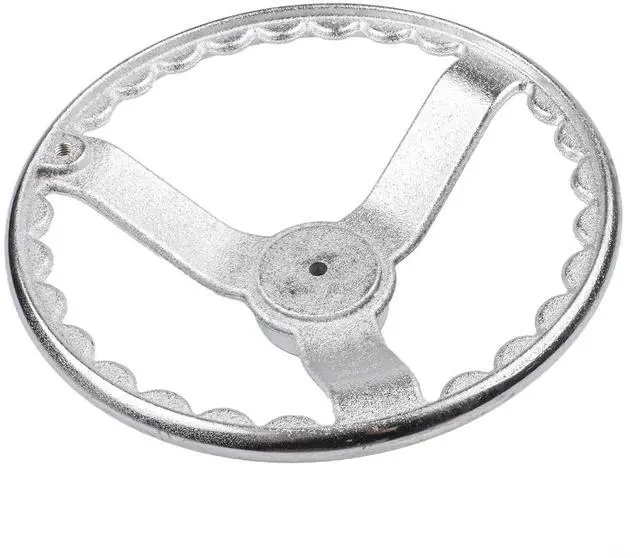 Alt view image 4 of 7 - 3-Spoke Chrome Plated Steel Handwheel For Machine Tool, Cast Iron Round Rim Corrugated Handle Wheel For Lathe CNC Printer (Size Optional)(12 Inch)