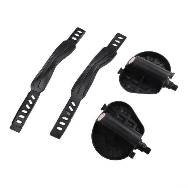 Alt view image 6 of 7 - Exercise Bike Pedals with Adjustable Straps,Anti-Slip Platform for 9/16" and 1/2" Threads, Metal and Plastic Construction for Indoor Cycling and Home Fitness, Black
