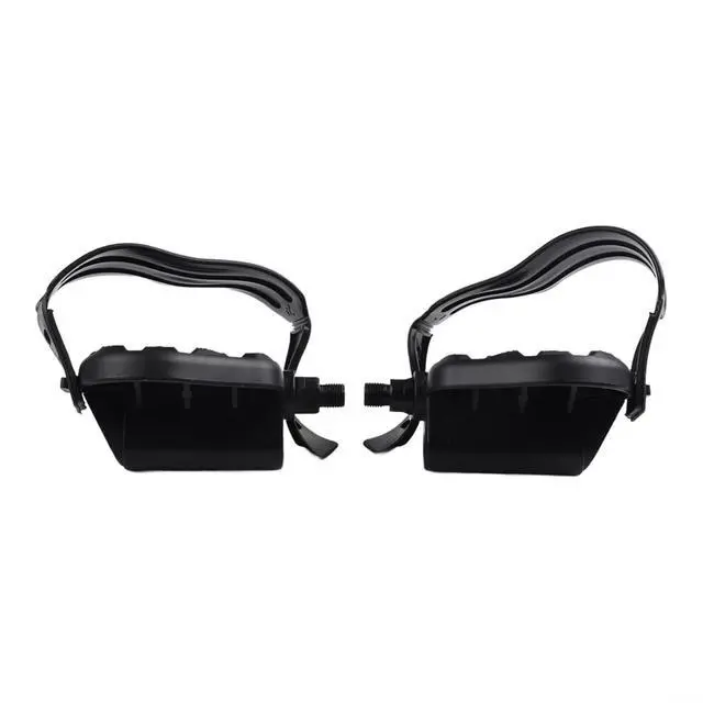 Alt view image 7 of 7 - Exercise Bike Pedals with Adjustable Straps,Anti-Slip Platform for 9/16" and 1/2" Threads, Metal and Plastic Construction for Indoor Cycling and Home Fitness, Black