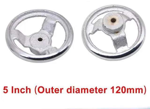 Alt view image 3 of 7 - 3-Spoke Chrome Plated Steel Handwheel For Machine Tool, Cast Iron Round Rim Corrugated Handle Wheel For Lathe CNC Printer (Size Optional)(5 Inch)