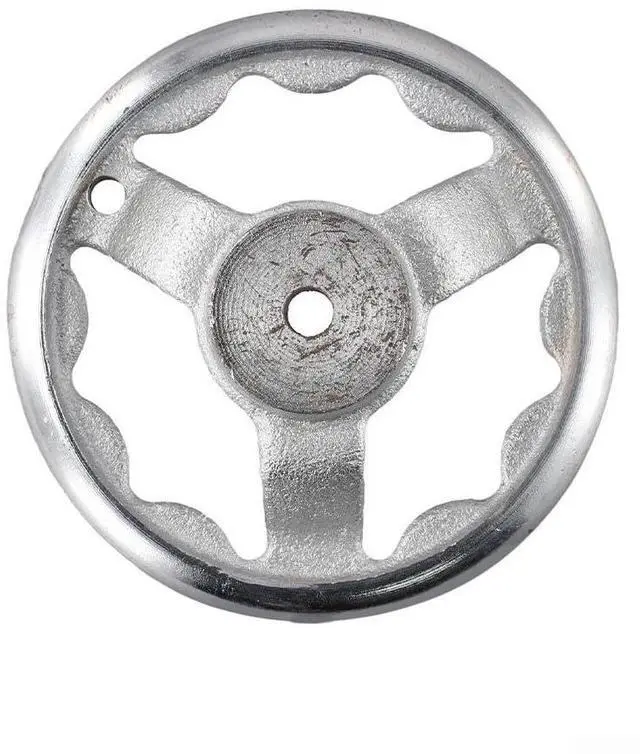 Alt view image 6 of 7 - 3-Spoke Chrome Plated Steel Handwheel For Machine Tool, Cast Iron Round Rim Corrugated Handle Wheel For Lathe CNC Printer (Size Optional)(5 Inch)