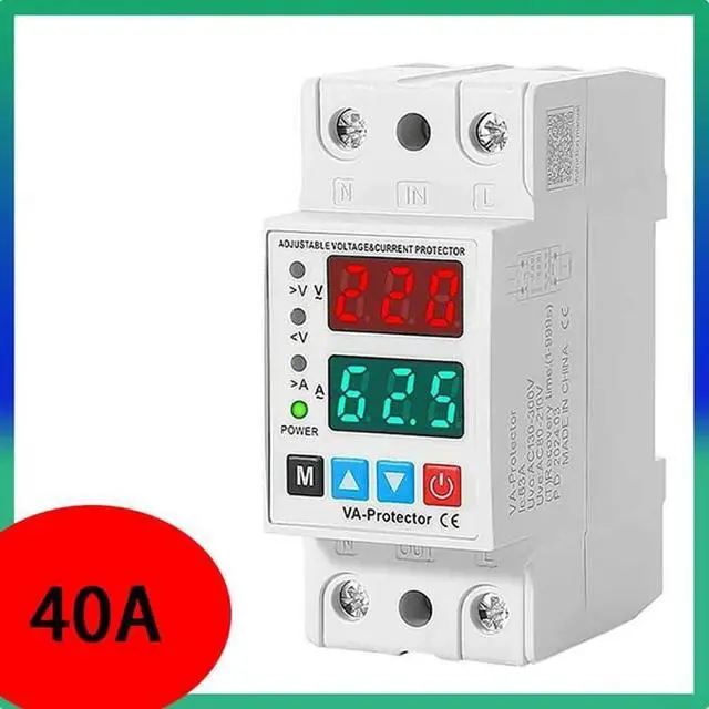 Alt view image 2 of 6 - AC 220V Adjustable Over & Under Voltage Protector with Dual LCD Display, 40A/63A Current Protection, for AC 80-300V, Rail Mountable, for Industrial Electrical Panels(40A)