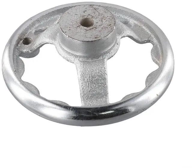 Alt view image 4 of 7 - 3-Spoke Chrome Plated Steel Handwheel For Machine Tool, Cast Iron Round Rim Corrugated Handle Wheel For Lathe CNC Printer (Size Optional)(5 Inch)