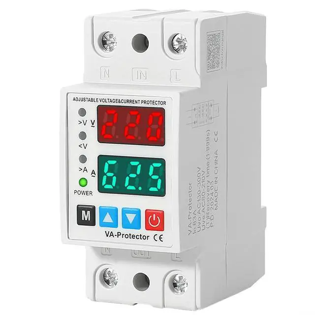 Alt view image 4 of 6 - AC 220V Adjustable Over & Under Voltage Protector with Dual LCD Display, 40A/63A Current Protection, for AC 80-300V, Rail Mountable, for Industrial Electrical Panels(40A)