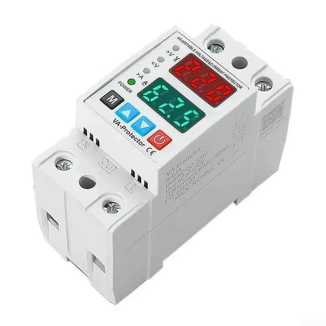 Alt view image 5 of 6 - AC 220V Adjustable Over & Under Voltage Protector with Dual LCD Display, 40A/63A Current Protection, for AC 80-300V, Rail Mountable, for Industrial Electrical Panels(40A)