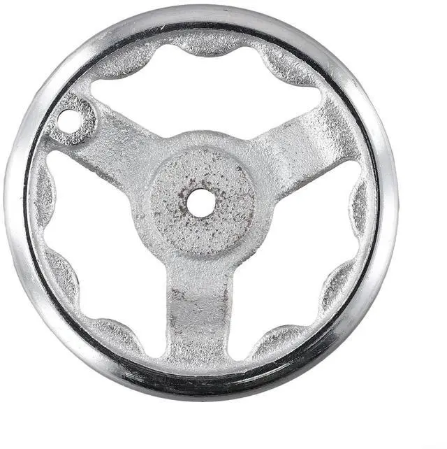 Alt view image 7 of 7 - 3-Spoke Chrome Plated Steel Handwheel For Machine Tool, Cast Iron Round Rim Corrugated Handle Wheel For Lathe CNC Printer (Size Optional)(5 Inch)