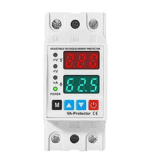 Alt view image 6 of 6 - AC 220V Adjustable Over & Under Voltage Protector with Dual LCD Display, 40A/63A Current Protection, for AC 80-300V, Rail Mountable, for Industrial Electrical Panels(40A)