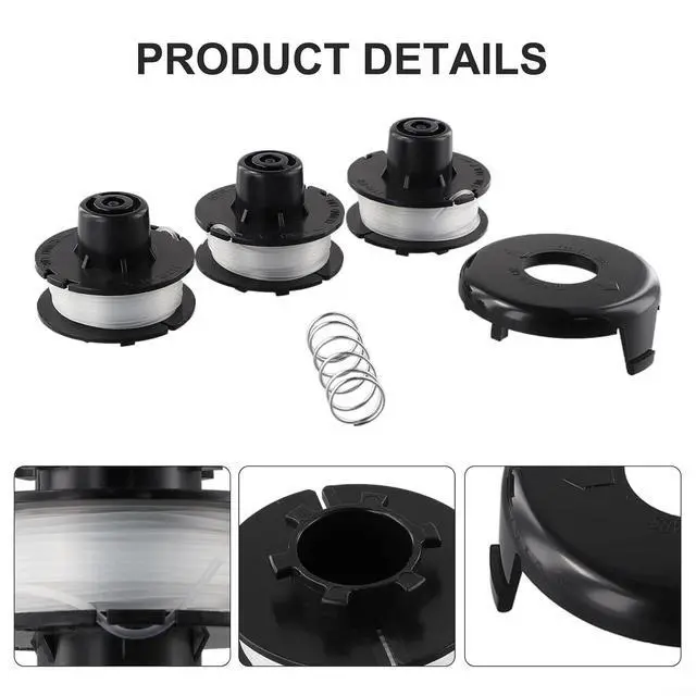 Alt view image 3 of 7 - 3 Pack 30Ft Replacement Spools with Spring Cap 51256 51301 to 51465 Trimmers for Compatible with 10-15 Inch Cutters for Easy Install No Tools Required