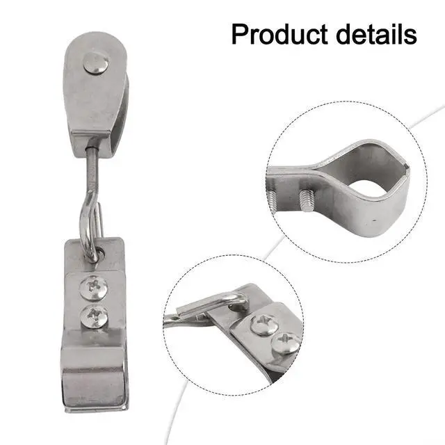 Alt view image 3 of 7 - Heavy Duty 304 Stainless Steel Pulley and Clamps for Shade Sail Installation, Fits 15-25mm Pipes and 4mm Wire Ropes, 10-Pack (10PCS)