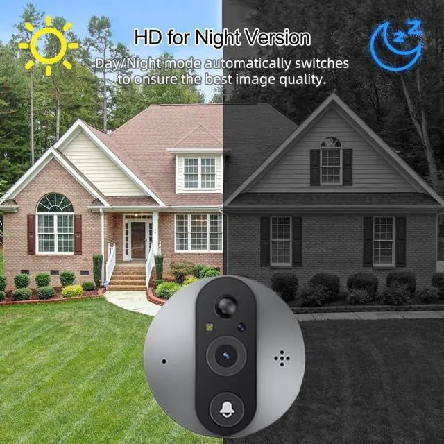 Alt view image 6 of 7 - 1080P HD Peephole Camera with 4.3in Display and PIR Motion Detection, 2-Way Audio Wireless Door Viewer for Smart Home Security, Compatible with WLAN, Silver