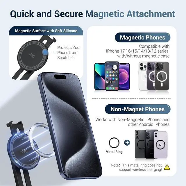 Alt view image 7 of 7 - Magnetic Camera Cold Shoe Phone Tripod Mount Holder with Rotatable Cold Shoe & 1/4"-20 Hole,Adjustable Cell Phone Tripod Adapter Attachment for Magsafe iPhone 17 16 15 14 13 12 Pro Max Live Streaming