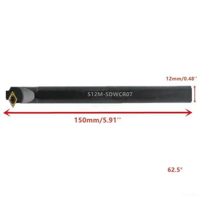 Alt view image 3 of 6 - Carbide Turning Tool For Semi-finishing And Finishing, S12M-SDWCR07 Boring Bar Holder, DCM7070204 Carbide Insert Tips, And T8 Wrench, Carbon Steel Shank, Cast Iron Cutting