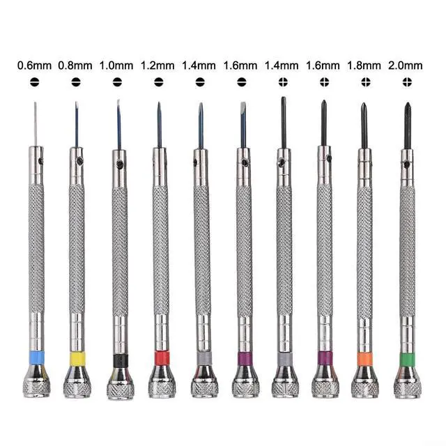 Alt view image 4 of 6 - Watchmaker Screwdriver Set, 10pcs Screwdriver Kit for Watch, Glasses, Jewelry Repair, 0.6-2.0mm, Stainless Steel