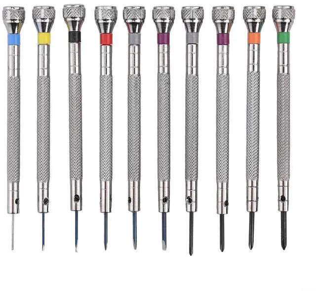 Main image of Watchmaker Screwdriver Set, 10pcs Screwdriver Kit for Watch, Glasses, Jewelry Repair, 0.6-2.0mm, Stainless Steel