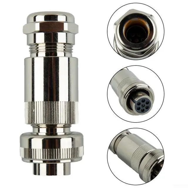 Alt view image 2 of 7 - 7-Pin Proportional Valve Connector For Rexroth Moog for PARKER Atos, Full Metal Female C14G-A-S7, DIN EN175201-804 IP67 Hydraulic Solenoid