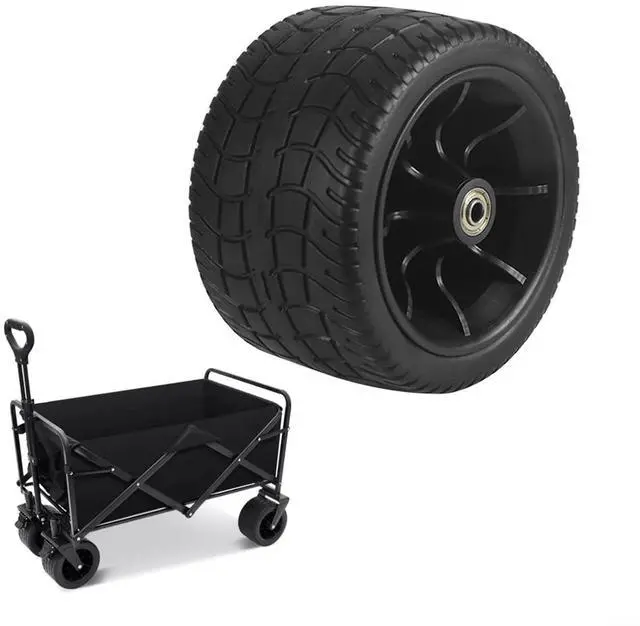 Main image of 6" Wagon Replacement Wheel with Double Bearings,All-Terrain PU Tire for Folding Cart,4.1" Center Distance, Heavy Duty Garden Utility Wheel