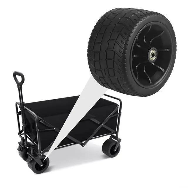 Alt view image 7 of 7 - 6" Wagon Replacement Wheel with Double Bearings,All-Terrain PU Tire for Folding Cart,4.1" Center Distance, Heavy Duty Garden Utility Wheel