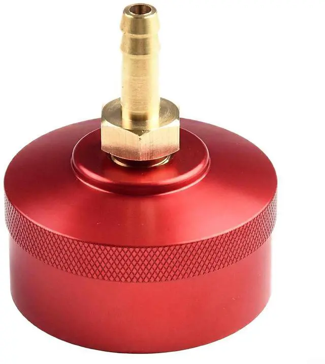 Main image of Extended Run Fuel Cap with Brass Hose EU2200i EU2000i EU1000i EU10i Generators, 1/4" NPT Port, Red Anodized Aluminum & Nitrile Gasket, 2000W 2200W Models