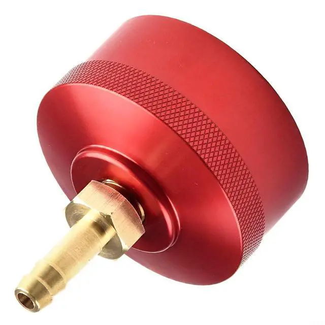 Alt view image 2 of 7 - Extended Run Fuel Cap with Brass Hose EU2200i EU2000i EU1000i EU10i Generators, 1/4" NPT Port, Red Anodized Aluminum & Nitrile Gasket, 2000W 2200W Models