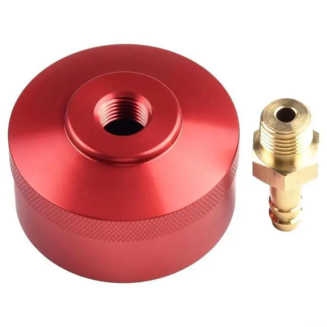 Alt view image 3 of 7 - Extended Run Fuel Cap with Brass Hose EU2200i EU2000i EU1000i EU10i Generators, 1/4" NPT Port, Red Anodized Aluminum & Nitrile Gasket, 2000W 2200W Models