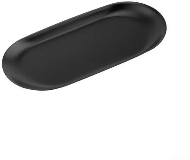 Main image of Stainless Steel Trinket Tray 9X3.8 Inch Oval Serving Plate For Jewelry Fruit Dessert Decor Storage Dish Kitchen Bathroom Vanity Silver(Black)