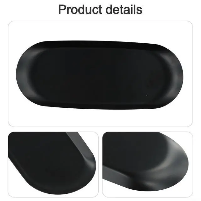 Alt view image 3 of 7 - Stainless Steel Trinket Tray 9X3.8 Inch Oval Serving Plate For Jewelry Fruit Dessert Decor Storage Dish Kitchen Bathroom Vanity Silver(Black)