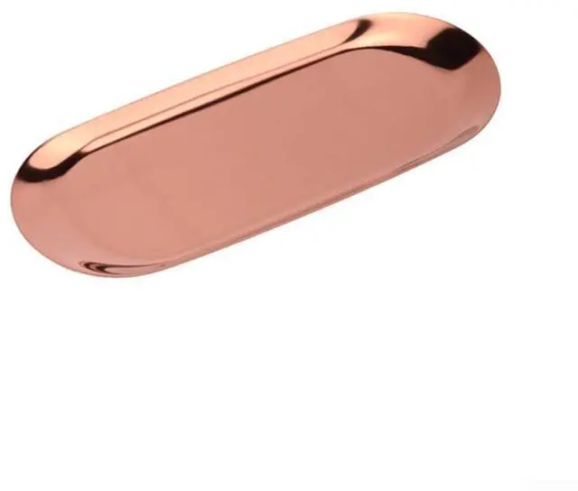 Main image of Stainless Steel Trinket Tray 9X3.8 Inch Oval Serving Plate For Jewelry Fruit Dessert Decor Storage Dish Kitchen Bathroom Vanity Silver(Rose Gold)