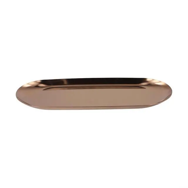 Alt view image 5 of 7 - Stainless Steel Trinket Tray 9X3.8 Inch Oval Serving Plate For Jewelry Fruit Dessert Decor Storage Dish Kitchen Bathroom Vanity Silver(Rose Gold)