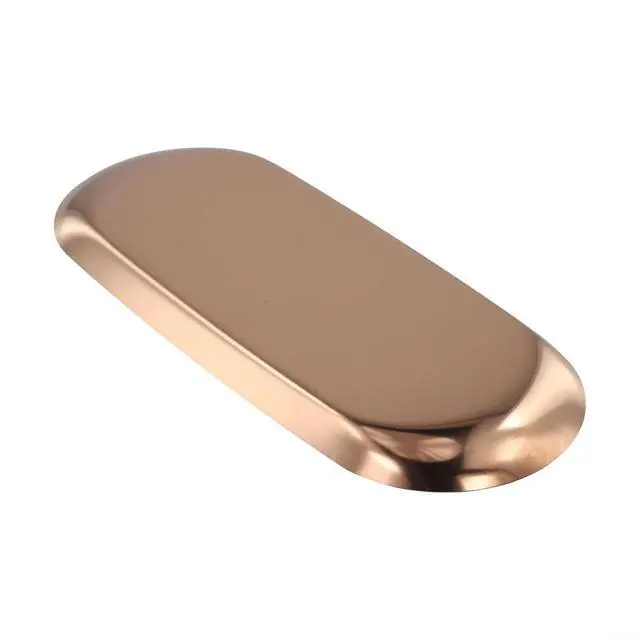 Alt view image 6 of 7 - Stainless Steel Trinket Tray 9X3.8 Inch Oval Serving Plate For Jewelry Fruit Dessert Decor Storage Dish Kitchen Bathroom Vanity Silver(Rose Gold)