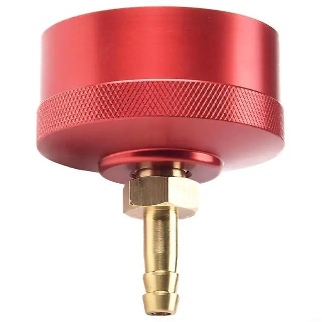 Alt view image 7 of 7 - Extended Run Fuel Cap with Brass Hose EU2200i EU2000i EU1000i EU10i Generators, 1/4" NPT Port, Red Anodized Aluminum & Nitrile Gasket, 2000W 2200W Models