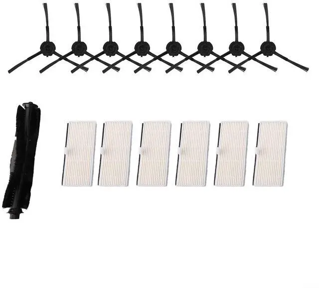 Main image of Replacement Filter Side Brush Roller Kit IHRV6 IHRV14 IHRV11 Robot Vacuum, Removes Dirt Particles And Debris From Corners, 4 Filters 1 Roller 6 Side Brushes(B)
