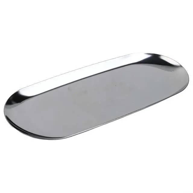Alt view image 3 of 7 - Stainless Steel Trinket Tray 9X3.8 Inch Oval Serving Plate For Jewelry Fruit Dessert Decor Storage Dish Kitchen Bathroom Vanity Silver(Silver)