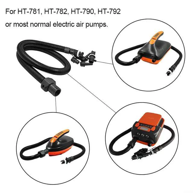 Alt view image 7 of 7 - Air Pump Inflatable Tube Kit with 6 Nozzles for HT-781/HT-782/HT-790/HT-792, 3.3ft Hose Adaptor for Kayak Boat Raft Electric Pump