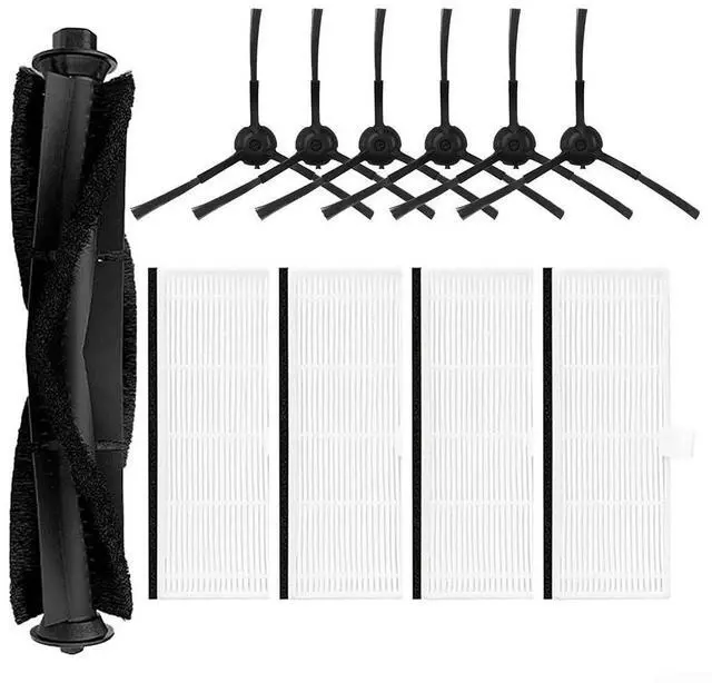 Main image of Replacement Filter Side Brush Roller Kit IHRV6 IHRV14 IHRV11 Robot Vacuum, Removes Dirt Particles And Debris From Corners, 4 Filters 1 Roller 6 Side Brushes(A)